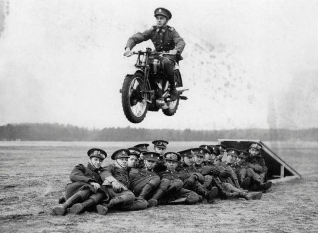 vintage motorcycle jump