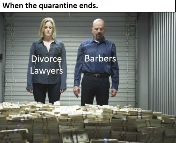 barbers and divorce lawyers meme - When the quarantine ends. Barbers Divorce Lawyers