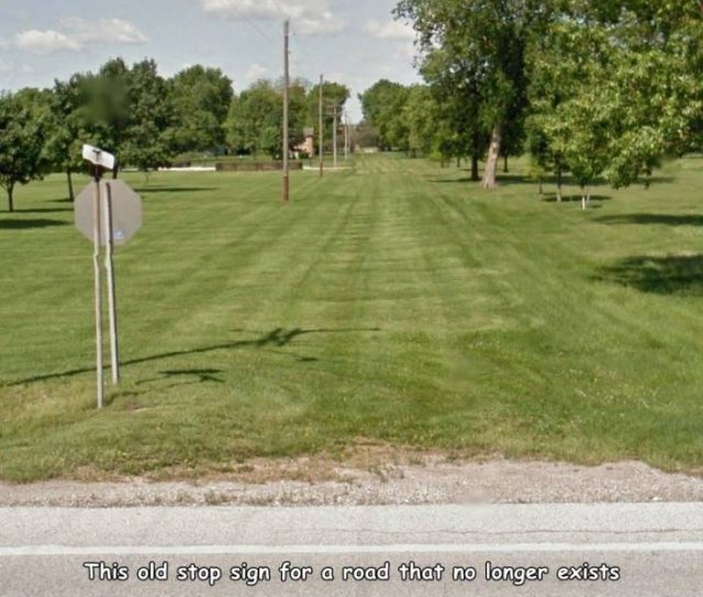 grass - This old stop sign for a road that no longer exists