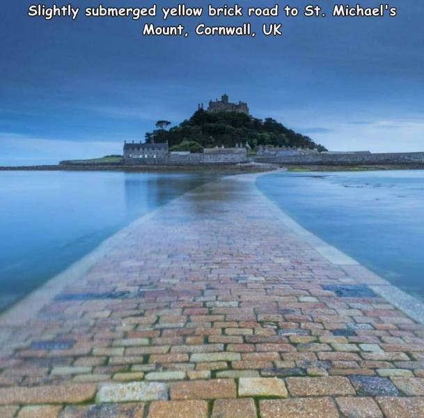 st michael's mount castle - Slightly submerged yellow brick road to St. Michael's Mount, Cornwall, Uk