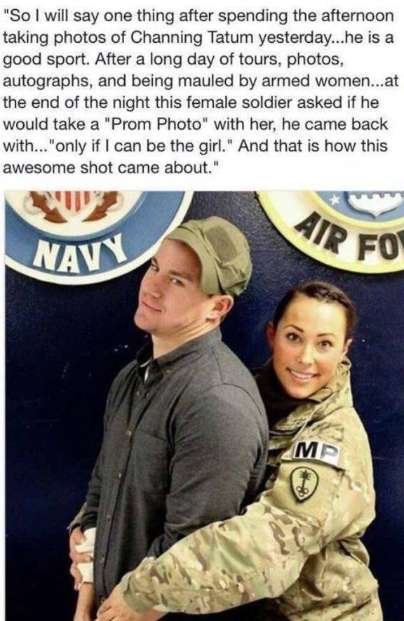 channing tatum standing next to woman in the air force