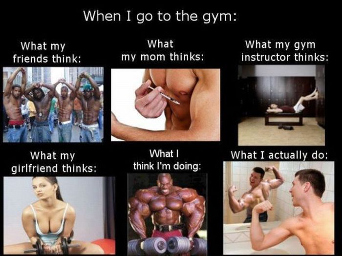 my girlfriend vs your girlfriend gym - When I go to the gym What my friends think What my mom thinks What my gym instructor thinks What my What I think I'm doing What I actually do girlfriend thinks