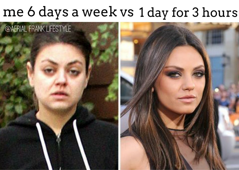 mila kunis no makeup - me 6 days a week vs 1 day for 3 hours Frank Lifestyle