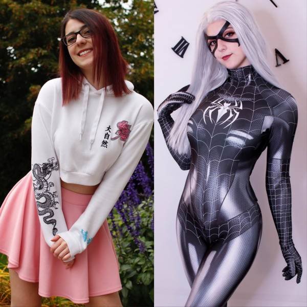 black cat symbiote cosplay -