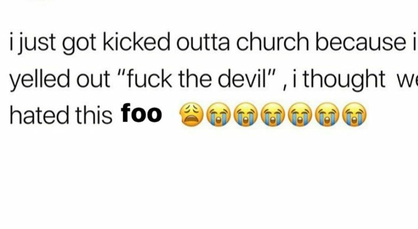 slimming world - i just got kicked outta church because yelled out "fuck the devil, i thought we hated this foo