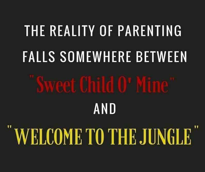 graphics - The Reality Of Parenting Falls Somewhere Between Sweet Child O' Mine And Welcome To The Jungle