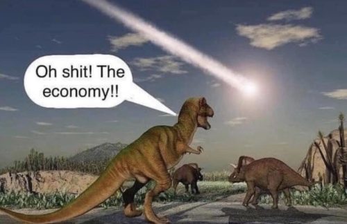 dinosaur oh shit the economy - Oh shit! The economy!!