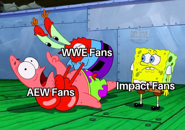 funny pics and memes - patrick throwing fish - 0 0 0 o Wwe Fans Aew Fans ImpactFans