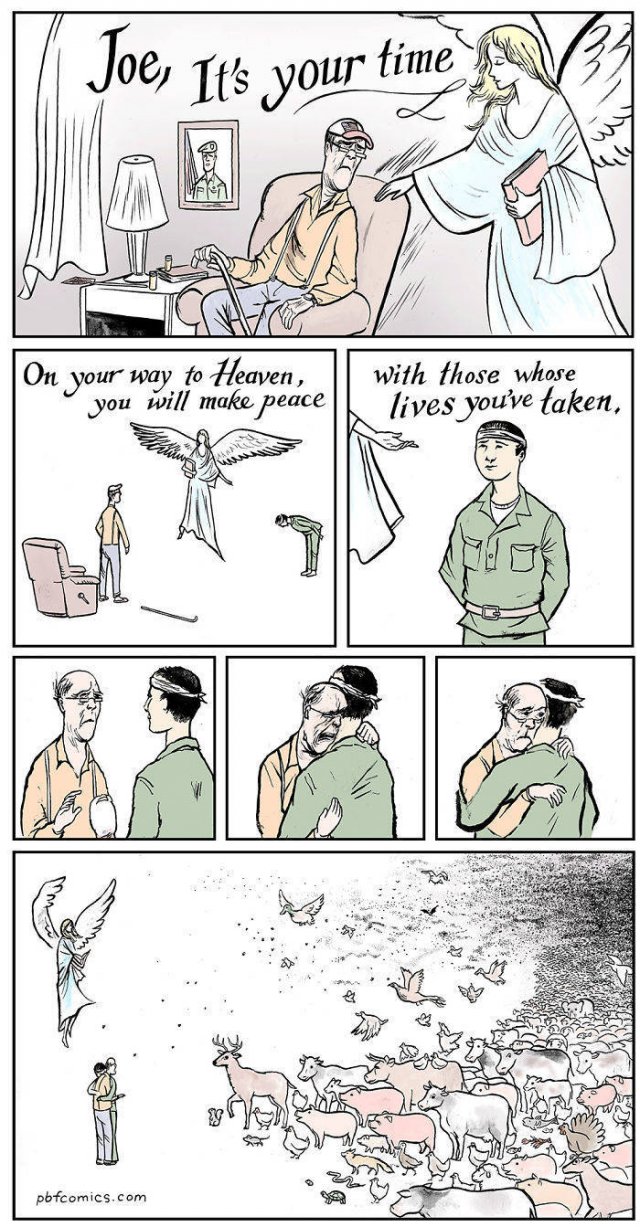 perry bible fellowship amends - Joe , It's your time On your way to Heaven, you will make peace With those whose lives you've taken, pbfcomics.com