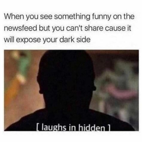 laugh in hidden meme - When you see something funny on the newsfeed but you can't cause it will expose your dark side laughs in hidden 1
