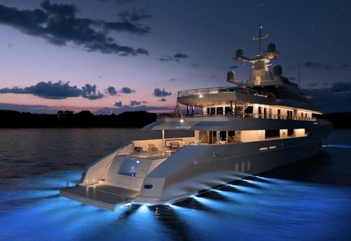 luxury yacht night