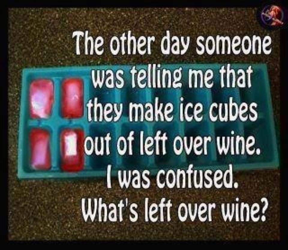 leftover wine ice cubes joke - The other day someone was telling me that they make ice cubes out of left over wine. I was confused. What's left over wine?