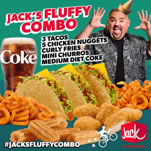 candlestick park - Sack'S Fluffy Combo Coke 3 Tacos 5 Chicken Nuggets Diet Curly Fries Are Mini Churros Medium Diet Coke o Jack