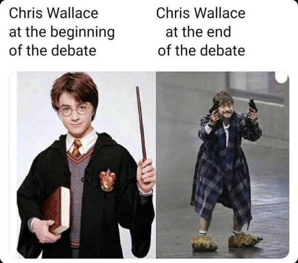 dnd harry potter meme - Chris Wallace at the beginning of the debate Chris Wallace at the end of the debate