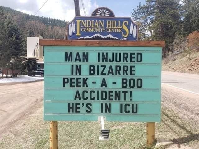 street sign - Indian Hill Community Center Man Injured In Bizarre Peek A Boo Accident! He'S In Icu