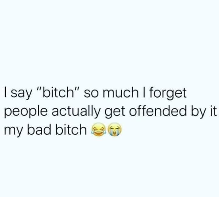 document - I say "bitch" so much I forget people actually get offended by it my bad bitch