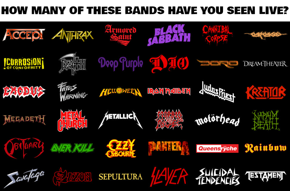 black sabbath master of reality - How Many Of These Bands Have You Seen Live? Accept Anthrax Armored Saint Black Sabbath Cannibal Corps Corrosioni Hof Conformity 4 Deep Purple D10 Sore Dreotihenter Ttes Warning Heloween Ran Malen Kreator w Megadeth Meal M