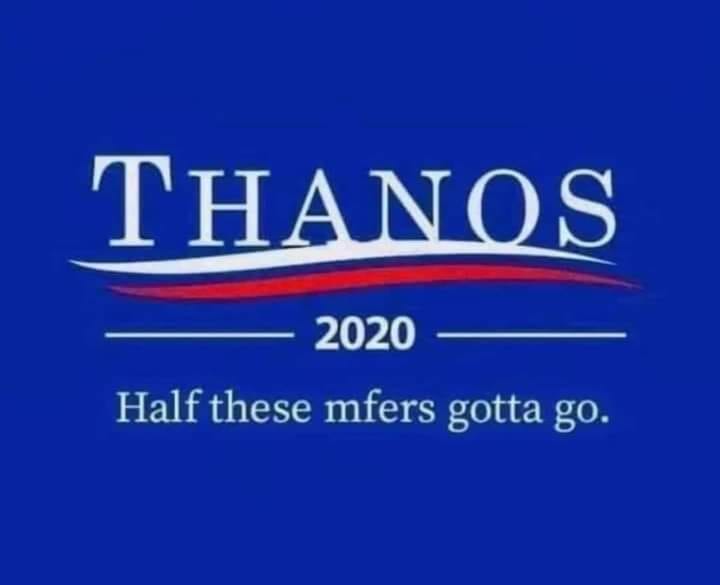 signage - Thanos 2020 Half these mfers gotta go.
