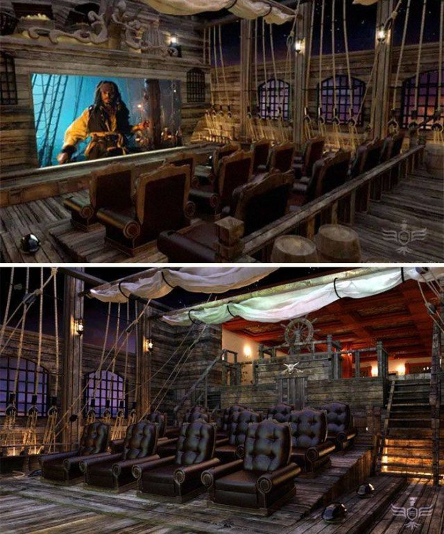 pirate themed theater room - Bel