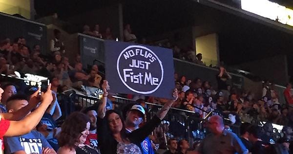 wrestling sign crowd - Just Fist Me