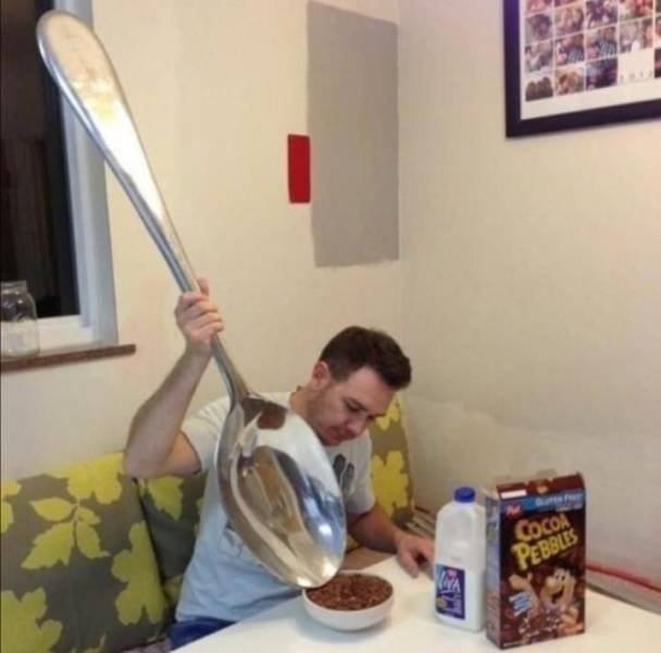 comically large spoon meme - Cocoa Pebbles
