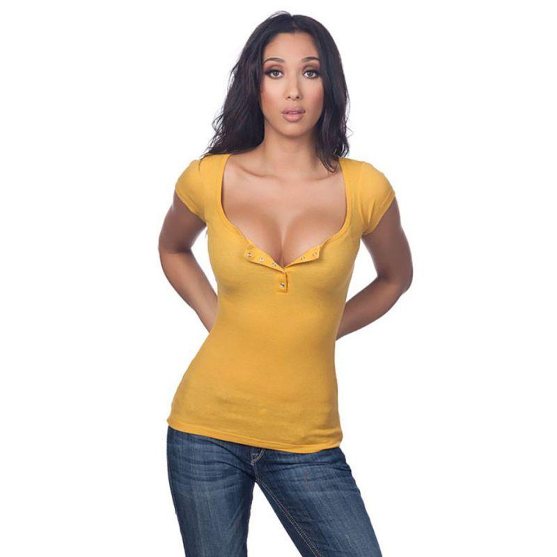 v neck cleavage t shirt