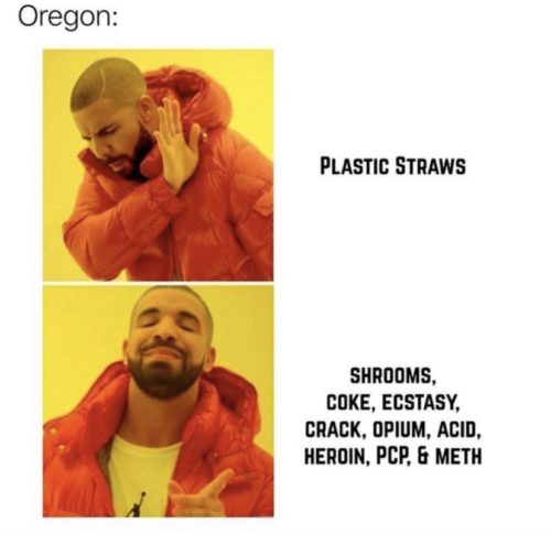 rapper drake meme - Oregon Plastic Straws Shrooms, Coke, Ecstasy, Crack, Opium, Acid, Heroin, Pcp, G Meth