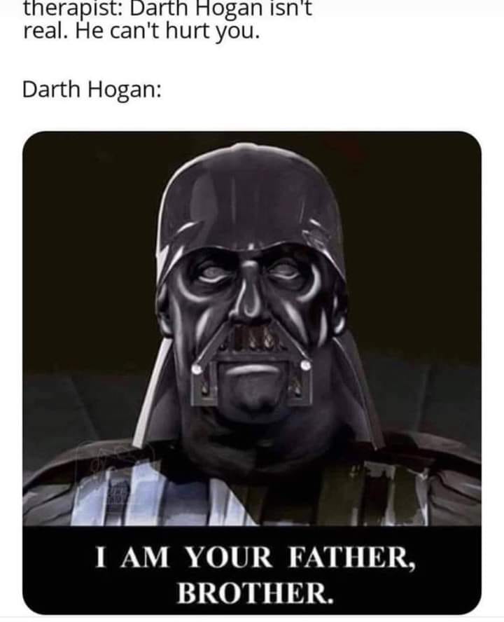 darth hogan - therapist Darth Hogan isn't real. He can't hurt you. Darth Hogan I Am Your Father, Brother.