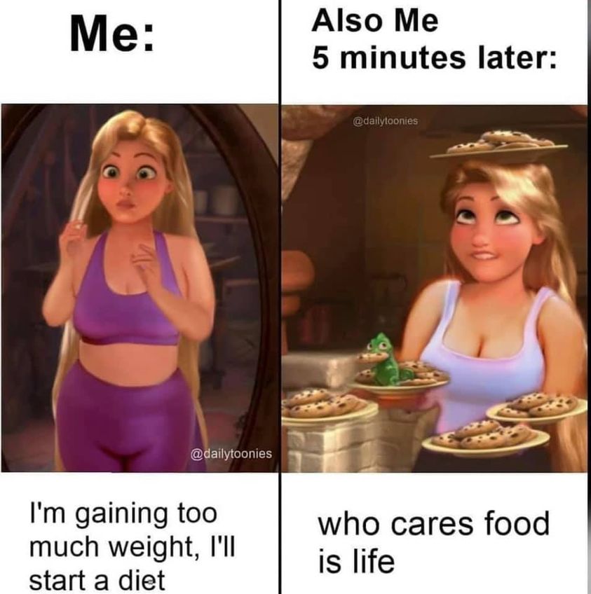 blond - Me Also Me 5 minutes later I'm gaining too much weight, I'll start a diet who cares food is life