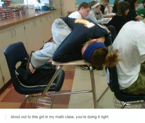 church hangover meme - shout out to this girl in my math class, you're doing it right