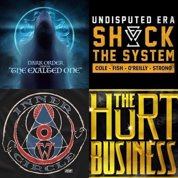album cover - Undisputed Era Shvck The System Dark Order "Che Exalted One" Cole Fish O'Reilly Strong Hurt Business Aew