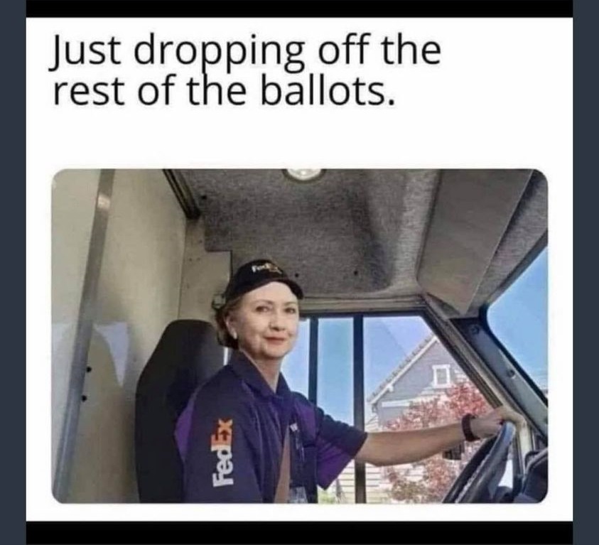 just dropping off the rest of the ballots meme - Just dropping off the rest of the ballots. FedEx