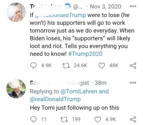 body jewelry - Ooo To @... If wrcuivonaia Trump were to lose he won't his supporters will go to work tomorrow just as we do everyday. When Biden loses, his "supporters" will ly loot and riot. Tells you everything you need to know! 22 48K 8 Ooo SCOListluig