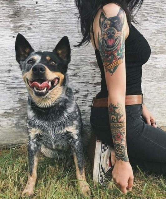 dog tattoo women - Eanut Secoffee Deat