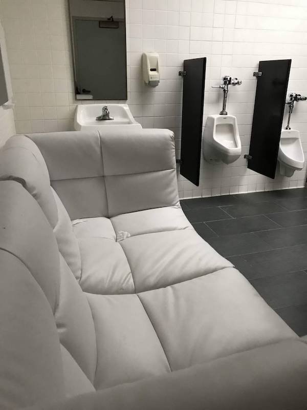 funny pictures - white casting couch inside a bathroom