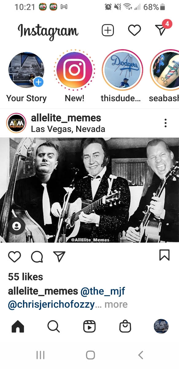 poster - M Qv Pet Jul 68% 4 Instagram Dodgers Your Story New! thisdude... seabas Acm allelite_memes Las Vegas, Nevada Memes a 55 allelite_memes ... more Q Iii