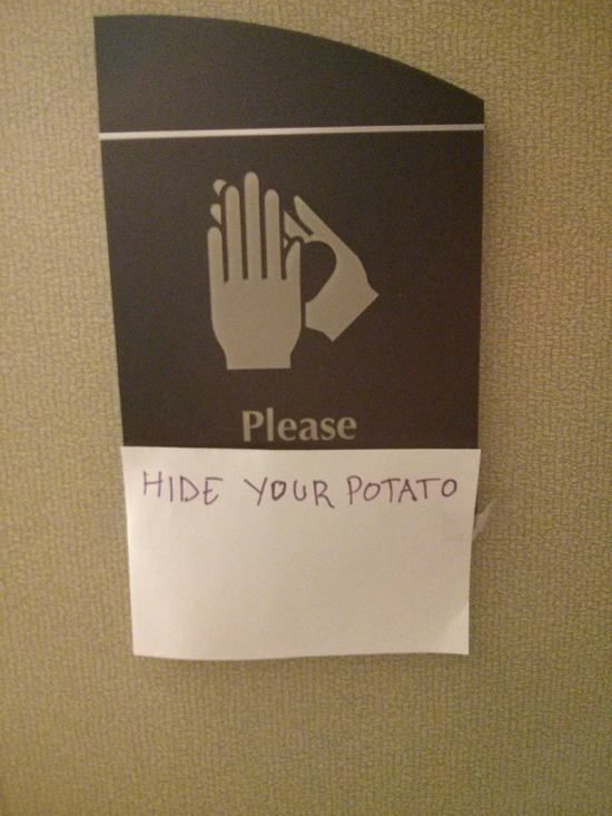 vandalised signs funny - ille Please Hide Your Potato