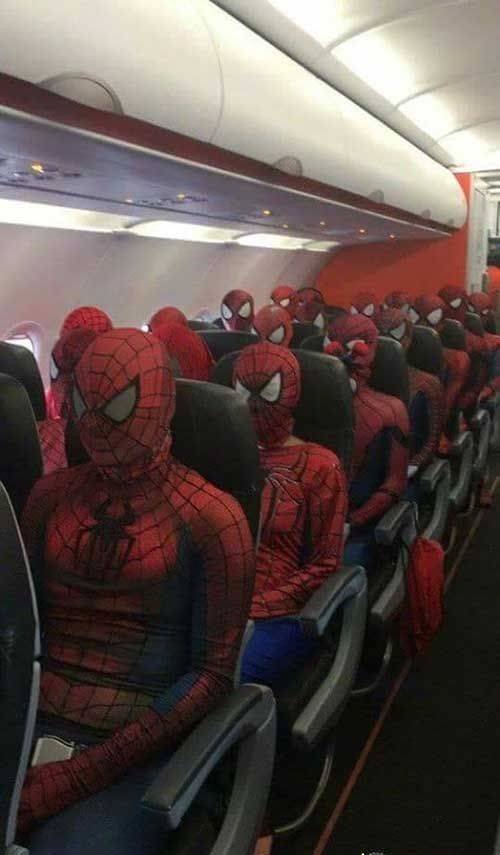 spiderman in a plane