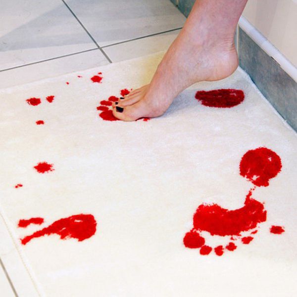 Blood Bath Mat That Turns Red When it Gets Wet