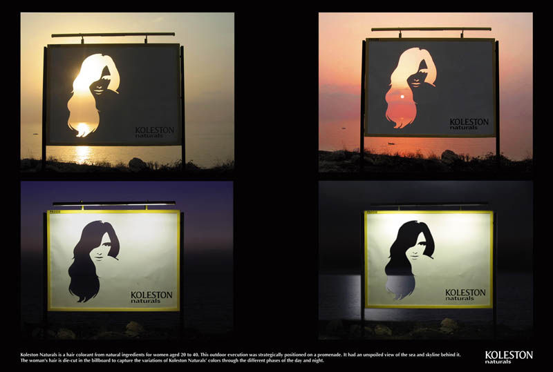 creative billboards - Koleston Koleston Koleston Koleston naturale Koleston Naturals is a hair colorant from natural ingredients for women aged 20 to 40. This outdoor execution was strategically positioned on a promenade. It had an unspoiled view of the s