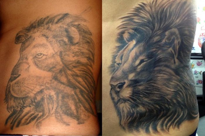 tattoo lion tattoo cover up