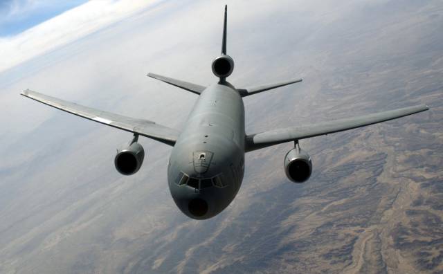 A tanker and cargo aircraft, the KC-10's primary mission is aerial refueling. It can also carry support personnel, equipment, and carry out aeromedical evacuations.