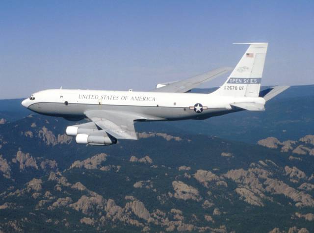 The OC-135B is the US's contribution to the Open Skies Treaty. The plane flies unarmed flights over nations that have signed to the treaty to ensure that signatories are honoring their pledges.