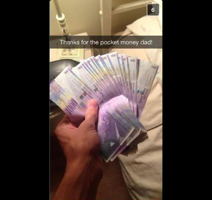 stupid rich kid snapchats - Thanks for the pocket money dad!