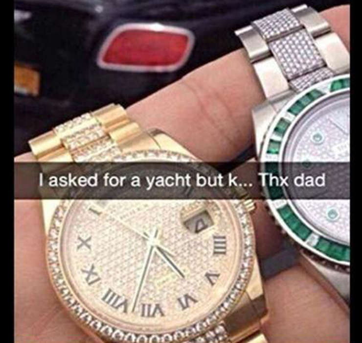 spoiled rich kids - I asked for a yacht but k... Thx dad Su 92YON non