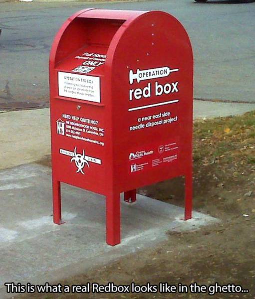 you see it ghetto - Chanel Operation red box M Width Sing Madondok wen Coub. a necr east side needle disposal project This is what a real Redbox looks in the ghetto...