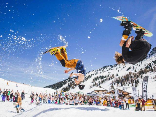 Austria's Snowbombing festival in Mayrhofen is a weeklong mix of skiing and snowboarding with world-class DJs performing on mountaintop stages.