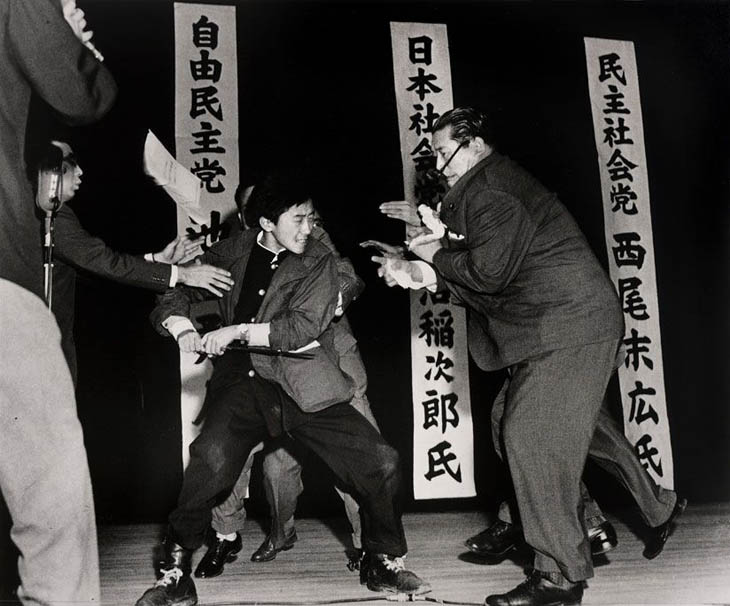 Using a traditional Japanese blade, 17-year-old Otoya Yamaguchi assassinates socialist politician Inejiro Asanuma in Tokyo, Japan