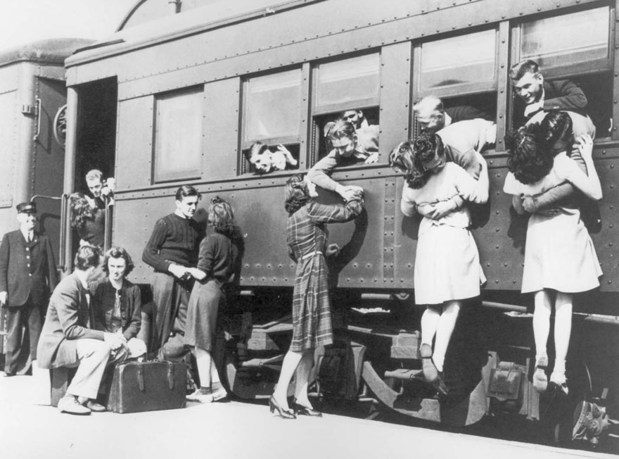 Saying Goodbye At The Train Station Before Departing To WWII