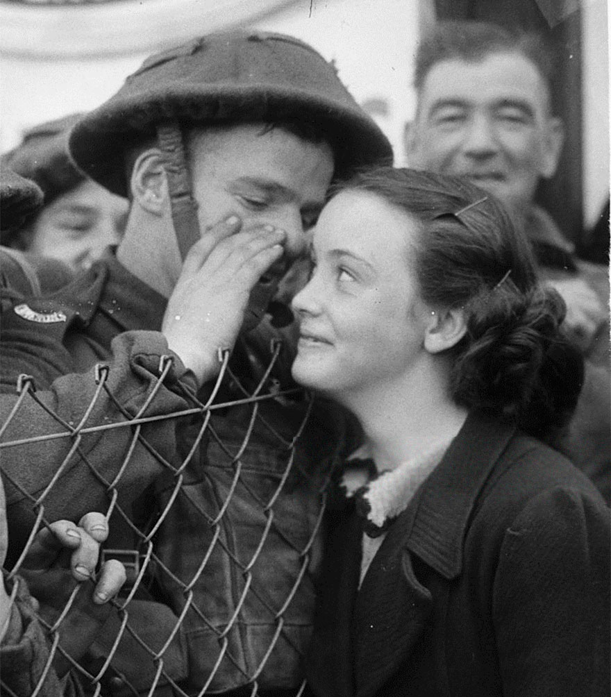 A British Soldier Whispers Into The Ear Of A Loved One As He Leaves For The Front, 1939